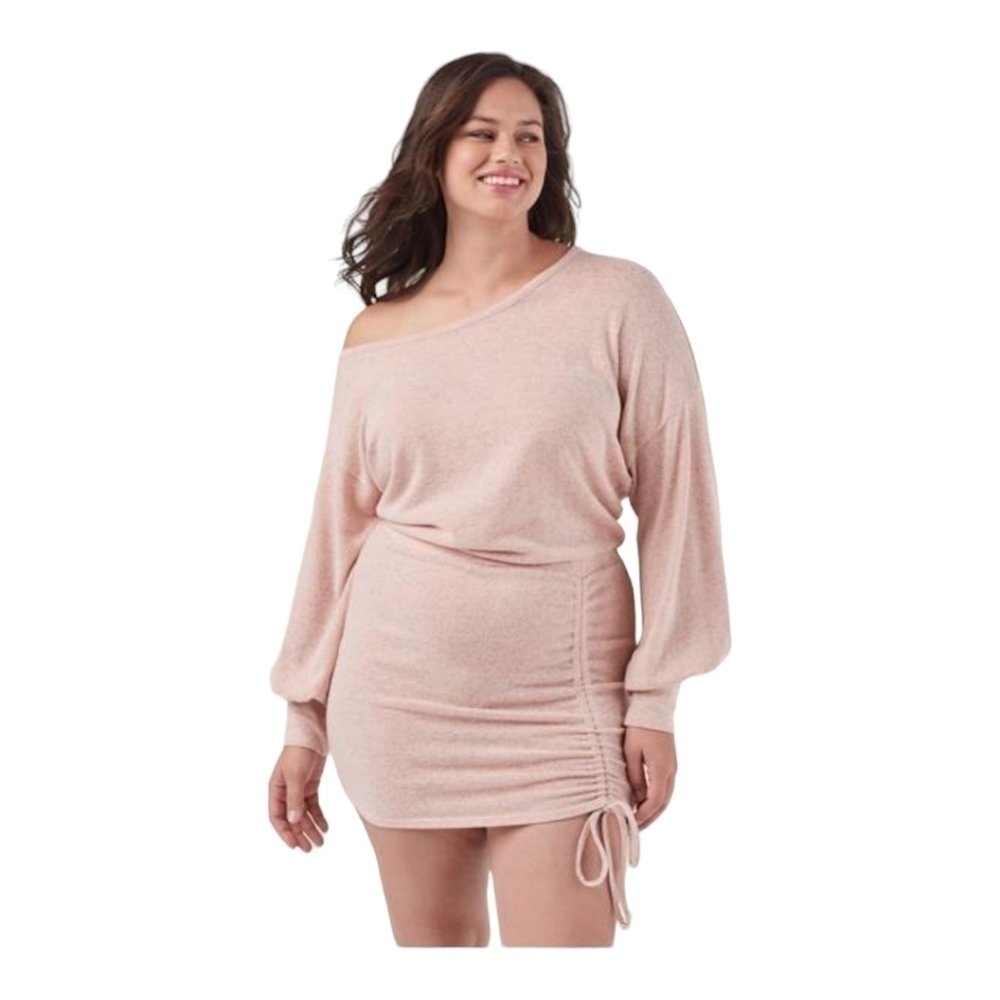 Hacci Ruched Pink Dress Sz 2X
